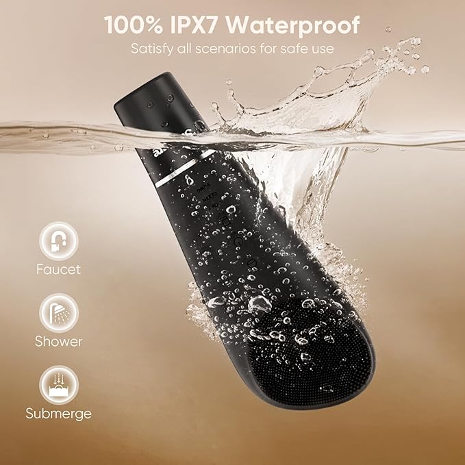 Silicone Face Scrubber Blackhead Scraper Rechargeable 2-in-1 Facial Cleansing Brush & Skin Spatula Duo, IPX7 Waterproof Exfoliating Massager Deep Cleansing for Women and Men(Black)