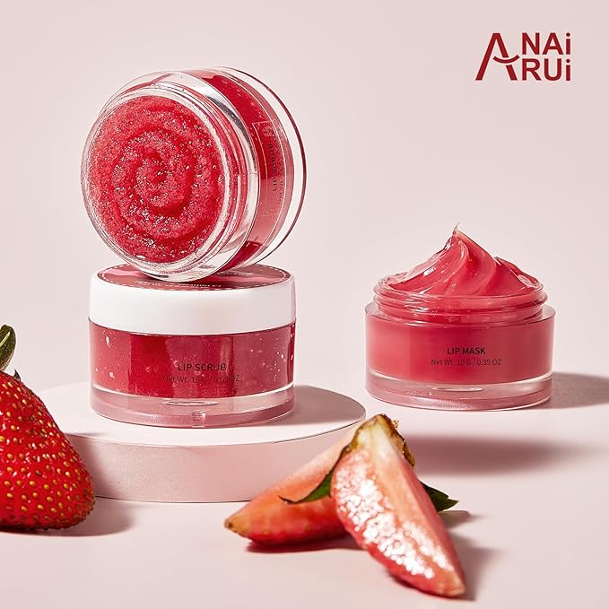 Lip Scrub & Lip Mask Set, Overnight Treatment Lip Care Products, Mothers Day Gifts Set for Mom, Moisturize & Nourish, Dry Cracked Lips, Intense Hydration with Vitamin C, Overnight Lip Mask