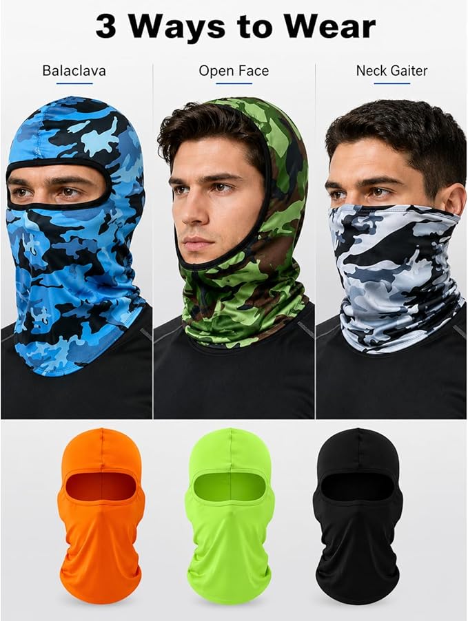 SATINIOR 6 Pcs Ski Mask Cover Balaclava Full Face Mask Summer Face Cover UV Windproof Balaclava for Men Women Outdoor Sports