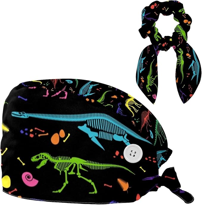 Scrub Cap with Hair Scrunchy, Ponytail Holder Surgical Cap