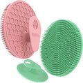 Silicone Body and Face Scrubber Set 3 Pack, BEAUTAIL Shower Bath Scrubber, Gentle Exfoliating Brush for Women Men Baby Sensitive Skin, More Hygienic Than Traditional Loofah, Long Lasting, Pink+Green