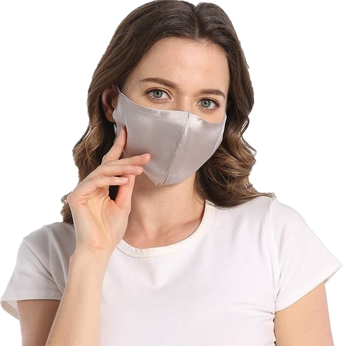 ROSEWARD 100% Mulberry Silk Face Mask for Women Men Reusable Adjustable with Filter Pocket