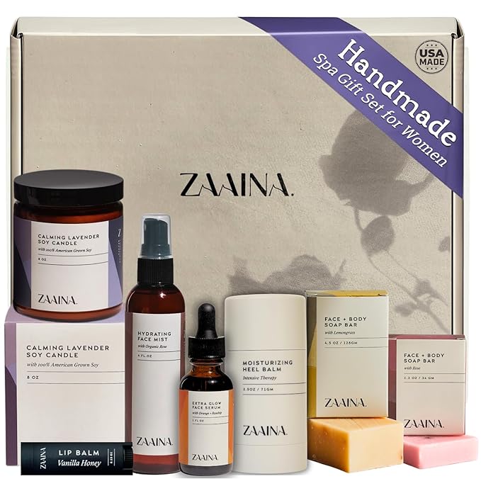ZAAINA Spa Gift Set for Her - USA Made Luxury Self Care Spa Set, Pampering At Home Bath & Body Relaxing Spa Package, Gift Basket for Wife Friend, Mother's Day Gifts for Mom, Birthday Gifts for Women