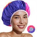 Years Calm Waterproof Shower Cap for Women - Double Sided Design for Long Thick Hair, Secure Fit & Flexible Elastic Band, Reusable Bath Cap for Shower, Spa, Travel (Mood Switch 5)