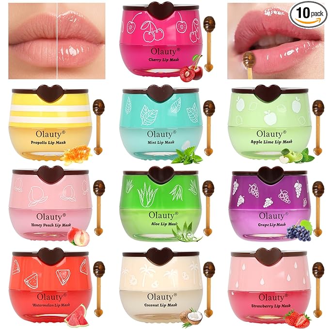 10 PCS Bee Lip Balm Lip Mask Honey Pot, Mothers Day Gifts,Teacher Appreciation Gifts,Honey Lip Balm Bulk Gifts Moisturizing Lip Sleeping Mask Overnight,Bridesmaid Gifts,Birthday Party Favors for Women