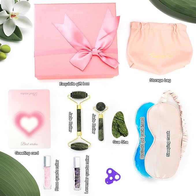 Gifts for Teenage Girls, Mothers Day Skincare Gift Tool Set for Teen Girls Ages 10 11 12 13 14 15 16 18,Tween Girl Gift Basket Stuffers,Daughter,Girlfriend Birthday Gift,Eye Mask,Jade Roller,Gua Sha