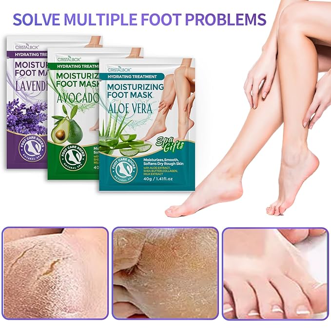 5 Pack Moisturizing Foot Mask,Hydrating Foot Masks for Dry Cracked Feet,Moisturizing Socks Dry Skin Moisturizer for Soft and Smooth Touch Feet,Foot Care Spa Gifts for Women Men Mothers Day Gifts