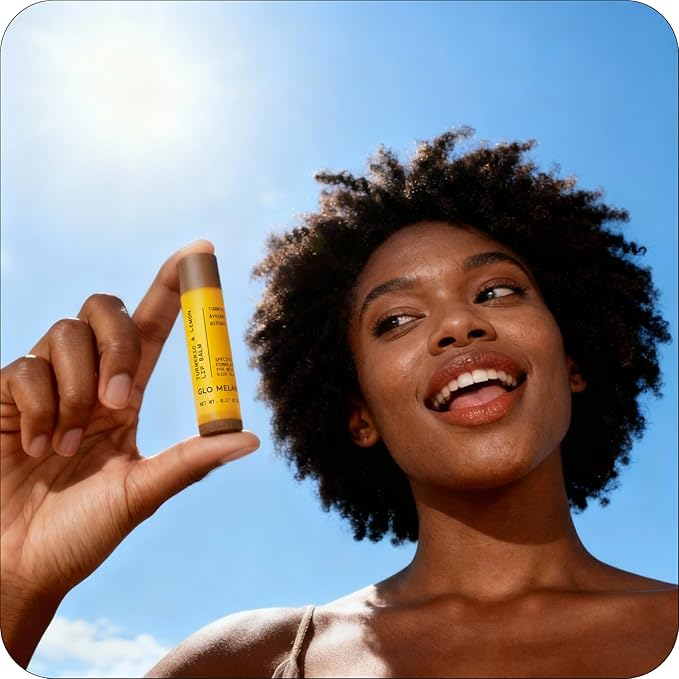 Glo Melanin All Natural Lemon and Turmeric Lip Balm - Natural Lip Balm Illuminate Your Smile, Brighten & Nourish Dark Lips Effortlessly - For Smokers Lips