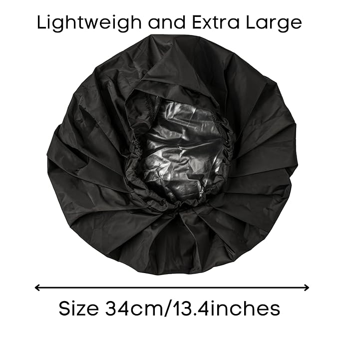 TTAT Shower Cap Extra Large for Men & Women With Braids, Locs, Afro, Coily, and Long Hair, Waterproof, Washable, Reusable & Adjustable, Great for Home, Spa, Self Care, Hotel & Salon (Black)