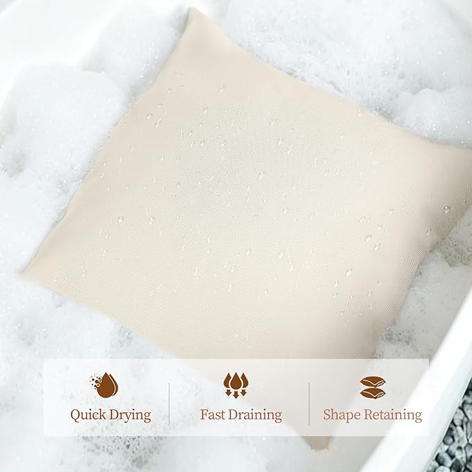 Luxury Bathtub Pillow,Gift for Mother's Day,Head,Neck & Back Support,Quick-Drying 5D Mesh Core,Adjustable Thickness Fits Any Bathtubs,Easy to Maintain,Beige