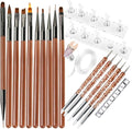 Nail Art Brushes Set with Nail Stand Holder for Press On & Painting Nails,Nail Dotting Tools with Sculpture Pen,Acrylic Nail Brushes for Gel Builder Extensions French Tip,Nail Art Tools Design