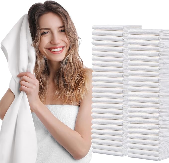 Disposable Hair Drying Towels, 50 Count Super Absorbent Large Luxury, Salon & Spa Camping Trips for Hair, Face, Body Use（16" x 31.5"）