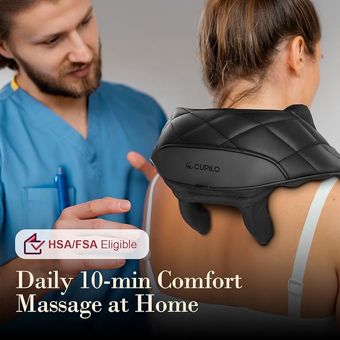 CuPiLo Cordless Neck Massager with Heat, HSA Store FSA 4D Kneading Shoulder Massager for Pain Relief Deep Tissue, Electric Shiatsu Massage for Neck and Shoulder, Mothers Day Gifts for Mom Women