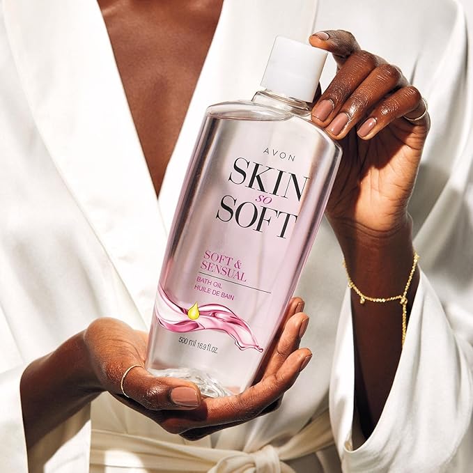 AVON Skin So Soft Bonus-Size Soft & Sensual Bath Oil for Women – 25 fl oz, Scented Moisturizer for Dry Skin – Deeply Hydrating Body Oil for Bath & Shower – Softens & Smooths Skin