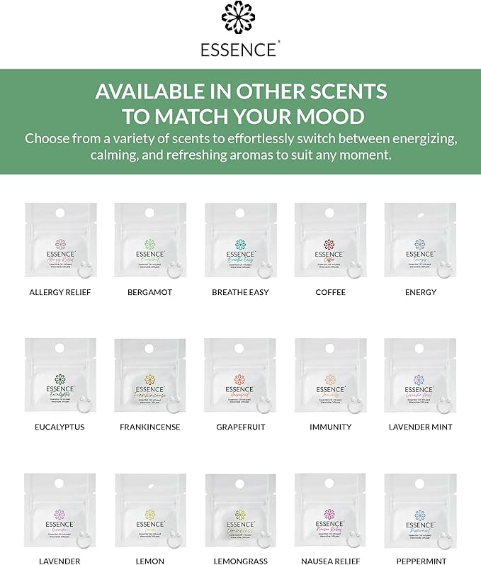 Essence Wearable Aromatherapy Nasal Diffuser – Bergamot Essential Oil Nose Ring Silicone Inhaler for Stress & Mood Support - Made in USA & Travel-Friendly