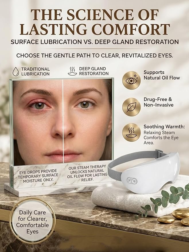 Beminda Steam Eye Therapy, Beminda Steam Therapy Pro, Steam Eye Mask for Dry Eyes, Adjustable Eye Steamer with Heat & Smart Nano Mist Moisturizing (Pro)