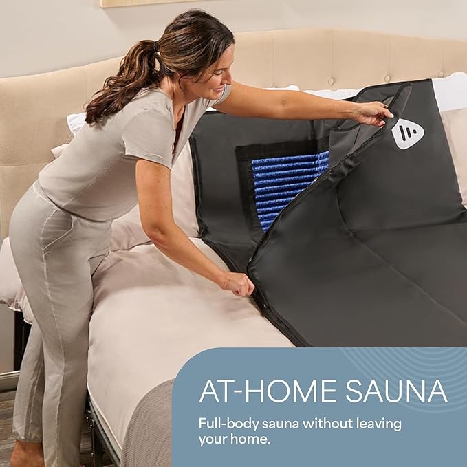 LifePro RejuvaWrap Infrared Sauna Blanket for Detox & Relaxation – Low EMF Carbon Fiber Heating, 9 Temp Levels, 5 Colors – Portable Sauna Blanket Infrared with Waterproof Interior & Carry Bag