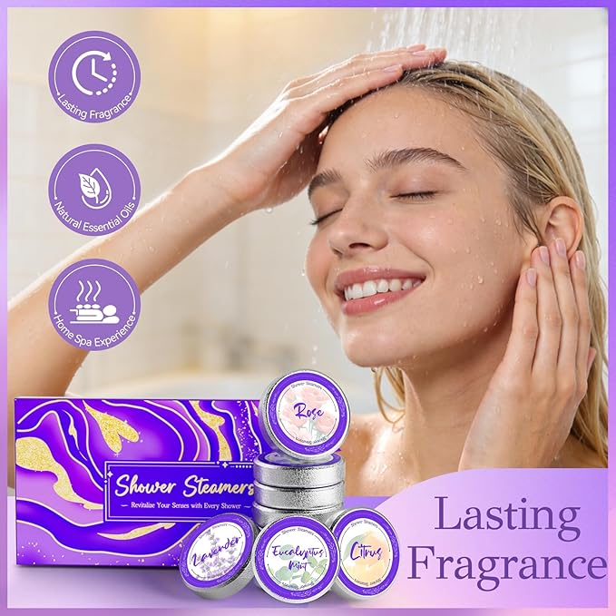 8 Pcs Shower Steamers Aromatherapy: Birthday Gifts for Women Friends Sister, Mothers Day Gifts for Mom Grandma Wife Her Teen, Teacher Appreciation Gifts, Self Care with Natural Essential Oils
