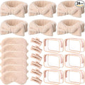 Hoteam 24 Pcs Spa Party Favors Supplies 6 Spa Headband 6 Plush Sleep Eye Mask 6 Hair Claw Clips 6 Clear Cosmetic Bags for Adult Sleepover Slumber Party Graduation Gift(Beige)