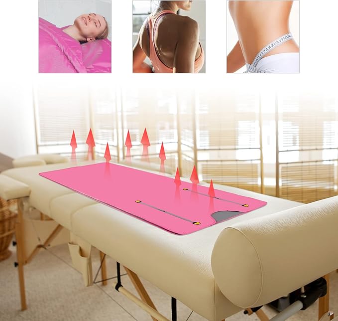 Sauna Blanket, 110V 650W Far Infrared Sauna Blanket Sauna Bag Body Shaper Blankets 35-80℃/ 95-176℉ Portable Saunas Bag Body Shaper Blankets for Beauty Salons, Spas (Pink+Zipper Style)