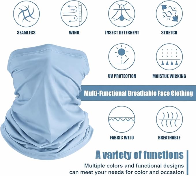Geyoga 6 Pieces Summer UV Protection Cooling Neck Gaiter Face Clothing Neck Gaiter Mask Scarf Sunscreen Breathable Bandana