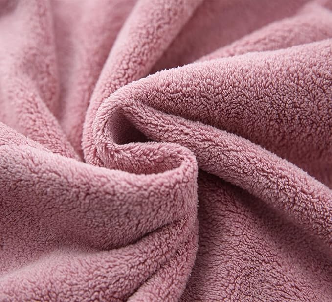 M-bestl 2 Pack Microfiber Hair Towel Wrap,Hair Drying Towel with Button Design,Head Towel to Dry Curly Hair Quickly (Bean Pink)