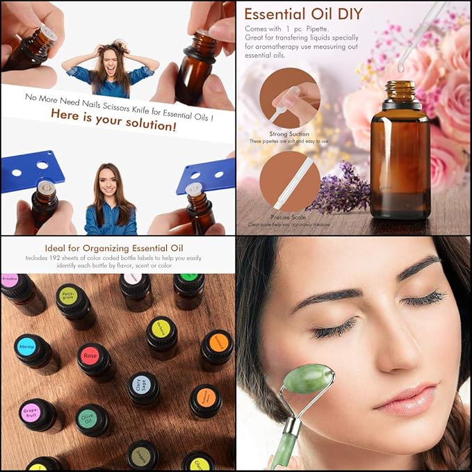 LUEXBOX Essential Oil Storage Case/Essential Oil Carrying Case/Essential Oil Case [Multiple Sizes] + Jade Roller for Face & Oil Opener & Stickers & Funnel & Transfer Pipette (yellow)