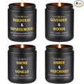 Scented Candles for Men, 4 Pack Mens Candle Gift Set, Relaxation Candles for Home Scented, 28oz Soy Wax Aromatherapy Candles of Lavender/Patchouli/Sandalwood/Smoke & Vanilla