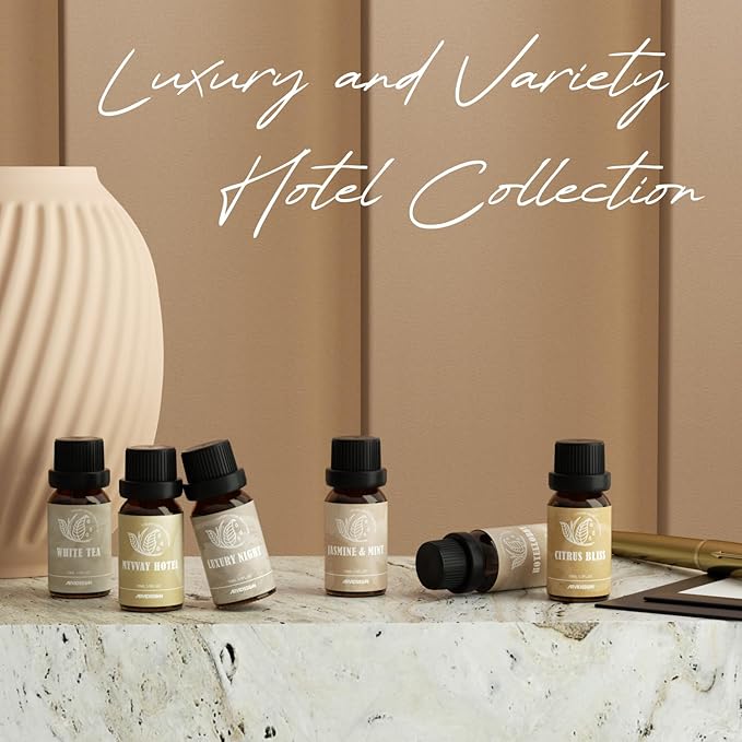 ARVIDSSON Hotel Diffuser Oils Gift Set, Hotel Essential Oils for Diffuser, Luxury Hotel Fragrance Oil Blend - Jasmine & Mint, White Tea, Citrus Bliss, M-Way, Fancy Lobby, Gift for Women and Men