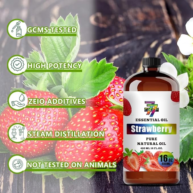 Strawberry Essential Oil - GV77ZF Strawberry Oils for Diffusers, Humidifiers, DIY Candles, Soap, Cleaning, Home, Office, Yoga, Massage, Gifts - 16 fl oz (480 ml)