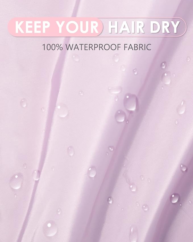 Aquior Shower Caps, Reusable Shower Cap for Women, Waterproof Layer Hair Cap, Large Size for All Hair Lengths,for Girls Spa Home Salon Use (Purple)