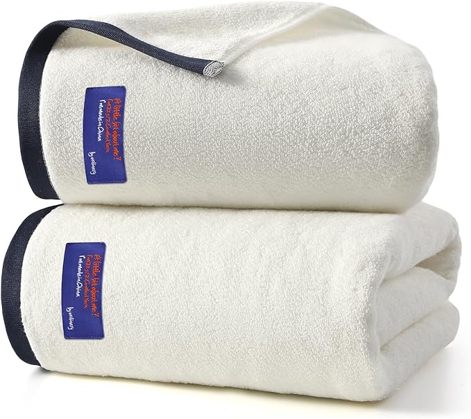REDKISS 100% Cotton 2 Pack Luxury Bath Towels 27 x 54 Inches, Oversized Bath Towel Set, 600 GSM Ultra Soft Highly Absorbent Quick Drying Towels for Bathroom, Gym, Spa, Hotel, White