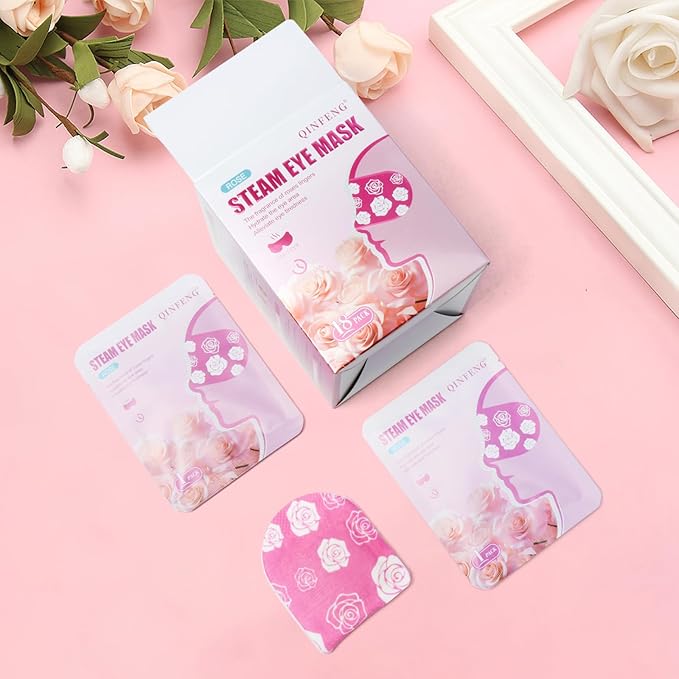 18 Packs Steam Eye Mask for Dry Eyes Self Heating Masks Cornea Care Rest Disposable SPA Warm Compress,Eye Mask for Sleep,Stye Eye Treatment,Reduce Eye Fatigue Travel Essentials（Rose）