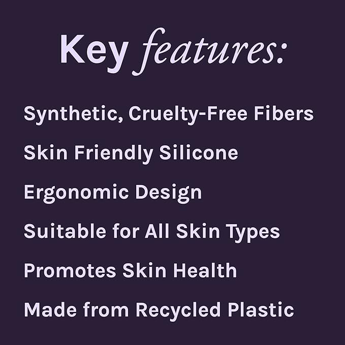 LOLLIPOP Dual-Sided Facial Cleansing Brush | Handle Size Silicone Face Exfoliator and Soft Fiber Cleanser | Manual Face Scrubber for Pores, Makeup Removal, Blackhead and Skincare Routine, Plum