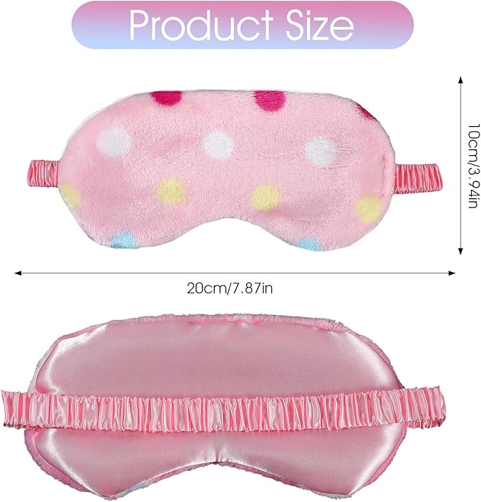 2PCS Plush Sleeping Eye Mask, Soft Plush Eye Mask, Fuffy Eye Cover Comfortable Sleep Mask Blindfold Rainbow Faux Fur Eye Shade for Women, Men and Kids Travel Nap Sleeping(Dot)
