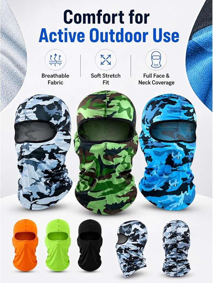 SATINIOR 6 Pcs Ski Mask Cover Balaclava Full Face Mask Summer Face Cover UV Windproof Balaclava for Men Women Outdoor Sports