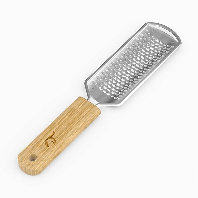 Foot File - Callus Remover Tool for Dead Skin Removal, At Home Pedicure Tools, Foot Rasp Callus Remover Feet and Heels, Smooth Soft Feet Using a Grater & Scraper (Bamboo & Stainless Steel) (1 Pack)