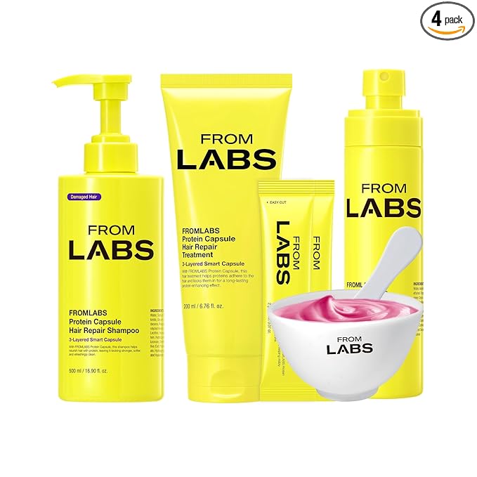 FROMLABS The Ultimate Glass Hair Set – Protein Capsule Hair Repair Treatment + Intensive Keratin Booster Powder + Protein Capsule Leave‑In Treatment Spray + Protein Capsule Hair Repair Shampoo