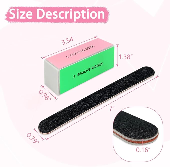 LNAUJS 26 Pack Nail Files and Buffers Set, 100/180 Grit Black Nail Files and Nail Buffer Blocks, Professional Pedicure and Manicure Tools Kit for Nail Care and Nail polishing