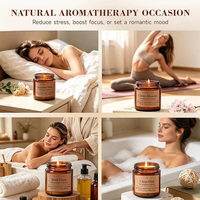 12 Pack Scented Soy Candles Set, 3.5oz Glass Jar Aromatherapy Candles, 20-25H Long Lasting Burn, Fresh Spring & Summer Fragrances, Natural Soy Wax for Home, Gift for Women Birthday Mother's Day