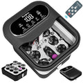 Ranjova Collapsible Foot Spa Electric Rotary Massage, Foot Bath with Remote Control, Heat, Bubble, Temp Control, and 24 Motorized Shiatsu Massage Balls, Pedicure Foot Spa Tub for Stress Relief (Black)