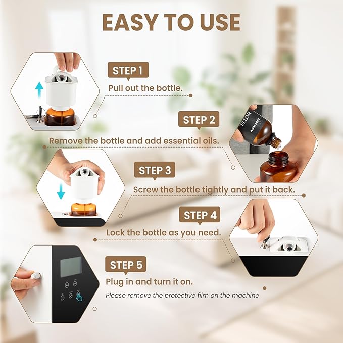URPOWER 300ML Waterless Scent Essential Oil Diffuser - 3000 Sq.Ft Smart Scent Machine for Home & Hotel HVAC Aromatherapy Air Diffuser Oil Machine for Office (APP Control)