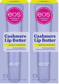 eos Cashmere Lip Butter - Vanilla Cashmere, Plumping Peptides, Smoothing, eos Lip Butter, Shea Butter, Lip Mask & Moisturizer, Soft, 0.35 fl oz (Pack of 2)