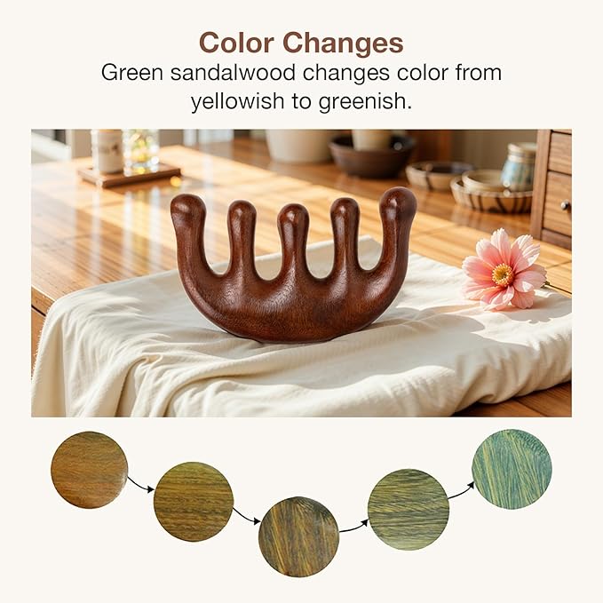 Natural Wooden Hair Growth Scalp Massager Comb, Wood Scalp Massager Tool for Stress Relief, Gua Sha & Scalp Therapy