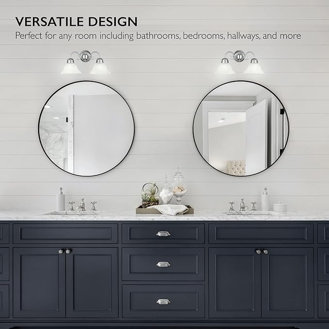 Design House 511600 Millbridge Wall Light Traditional 2-Light Indoor Dimmable Light with Alabaster Glass for Bathroom Hallway Foyer, Satin Nickel