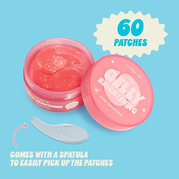 The Crème Shop Gelly Brightening Under Eye Patches, Hydrogel Eye Masks with PDRN & Strawberry Extract, Hydrating and Depuffing, Korean Skin Care, 60 Count (30 Pairs)