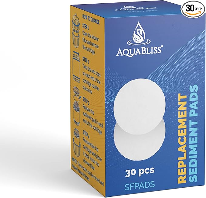 AquaBliss Shower Filter Sediment Pads - Protect your Skin & Hair from Rust, Dust, Sand and other impurities in your water. Compatible with SF400 & SF500-30-Pack
