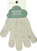 dearcloud Bath & Shower Exfoliating Spa Gloves – Reusable Exfoliating Body Scrubber & Exfoliating Glove Set for Smooth Skin (Cream & Sage)