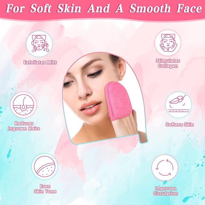 Frienda 4 Pcs Exfoliating Gloves Facial Scrub Mitts Exfoliator Scrubber for Face and Body Mitt Cleaning Dead or Dry Skin Remover Deep Exfoliating Polishing Glove for Men Women Bath Shower Spa Skincare
