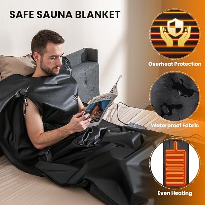 COSTWAY Infrared Sauna Blanket, Portable Full-Body Personal Sauna for Home Use w/Armholes, Wraps, Sauna Bag, 95-170 °F Temp Range, 30-90 Min Timer, Relaxation & Detoxification, Muscle Tension Release